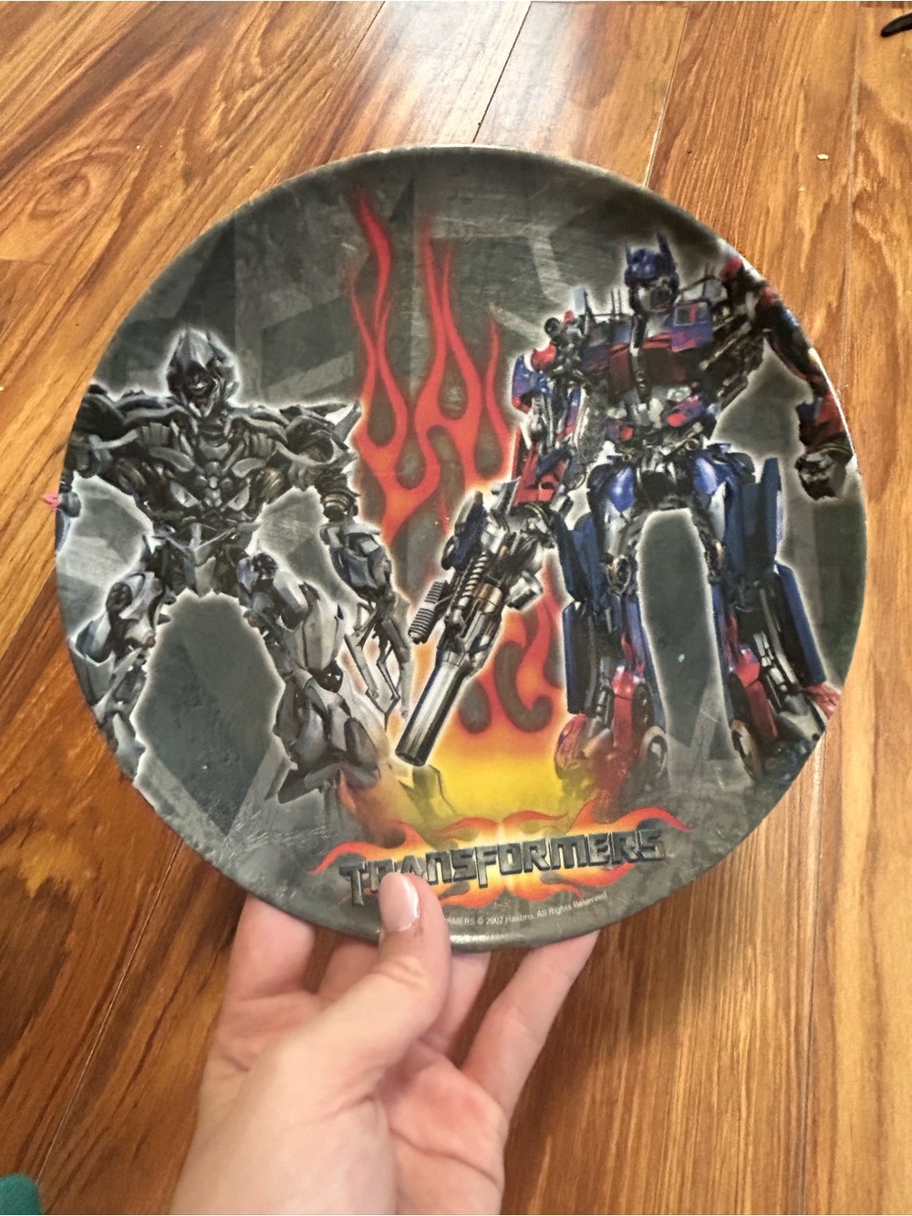 Transformers Themed Round Plate with Flame Graphic